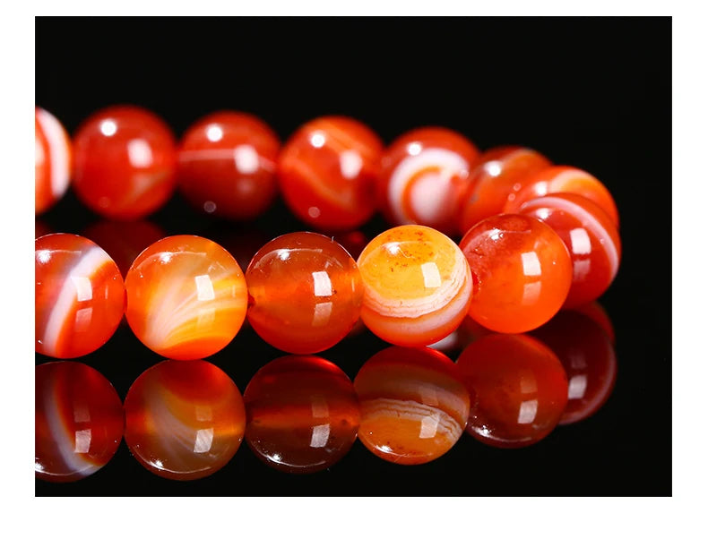 Natural Red Striped Agate Bracelet