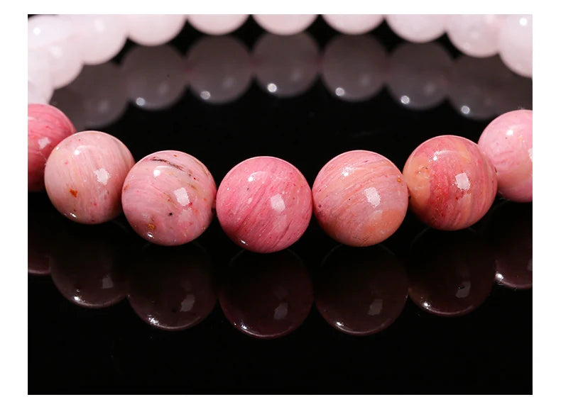 Natural Rhodonite & Pink Quartz Bracelet