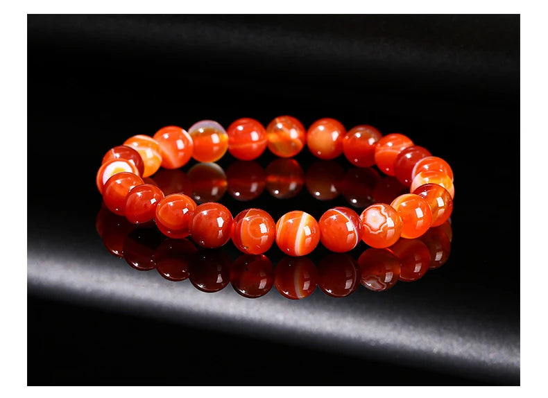 Natural Red Striped Agate Bracelet