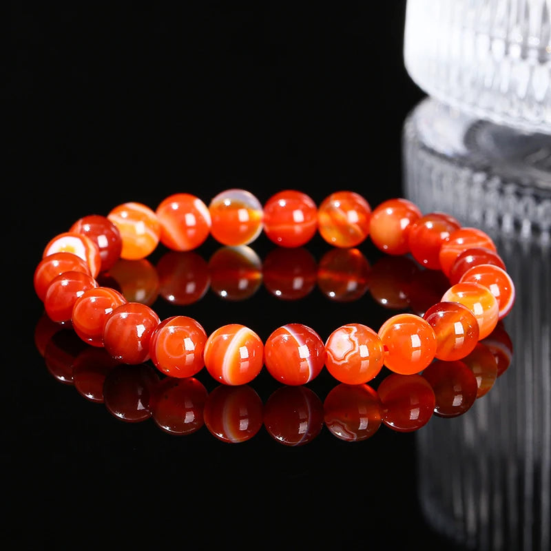 Natural Red Striped Agate Bracelet