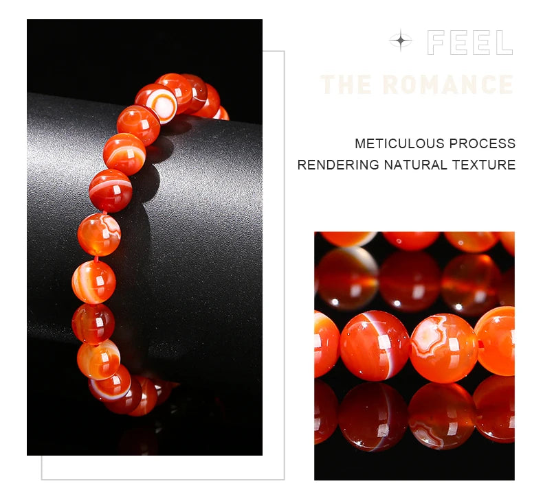 Natural Red Striped Agate Bracelet