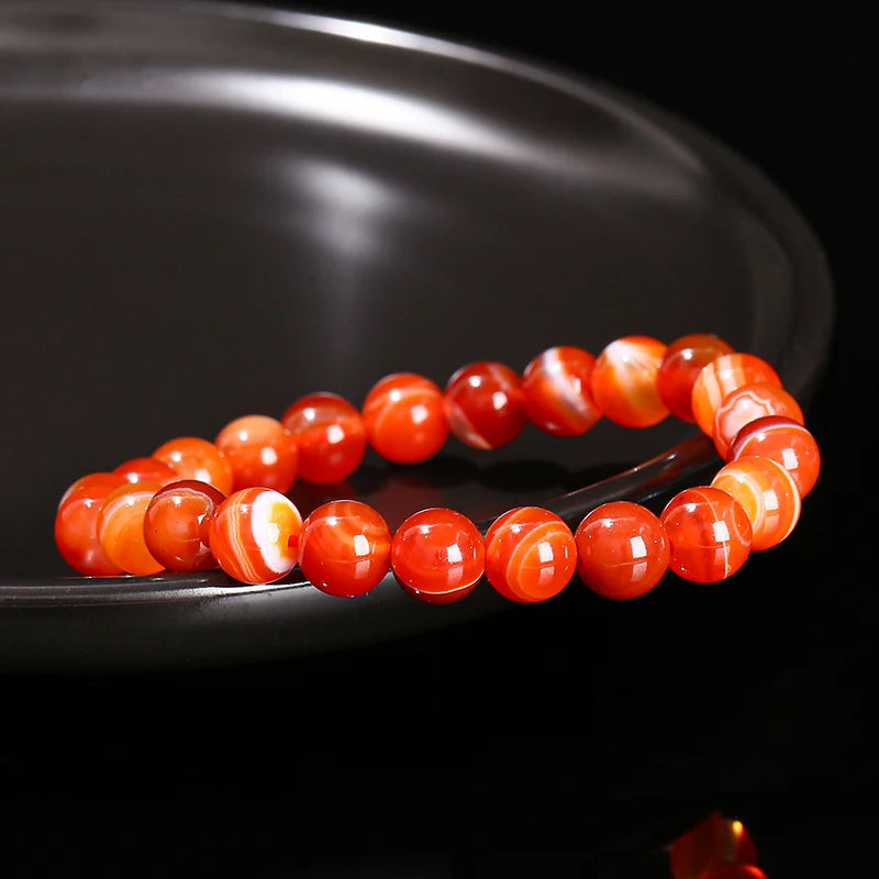 Natural Red Striped Agate Bracelet