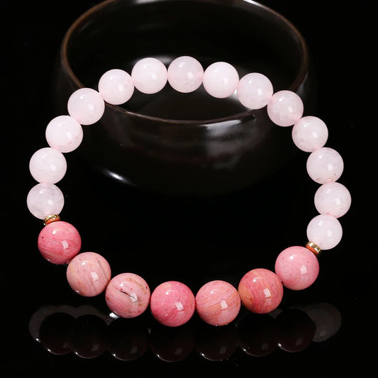 Natural Rhodonite & Pink Quartz Bracelet