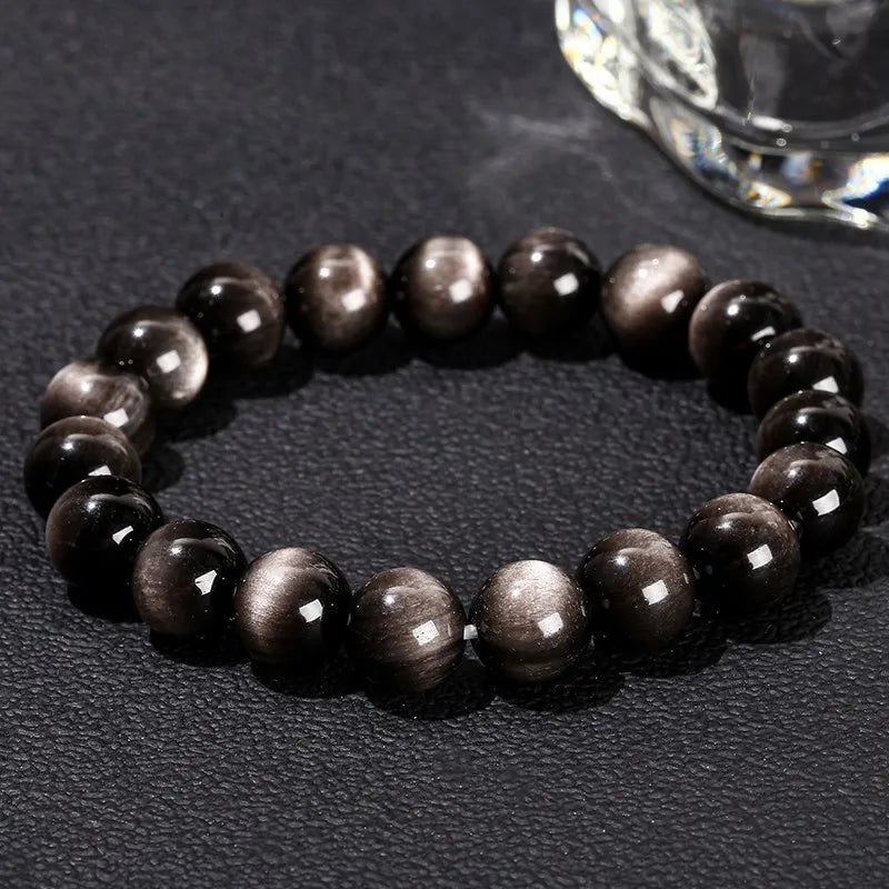 Natural Silver Obsidian Bracelet