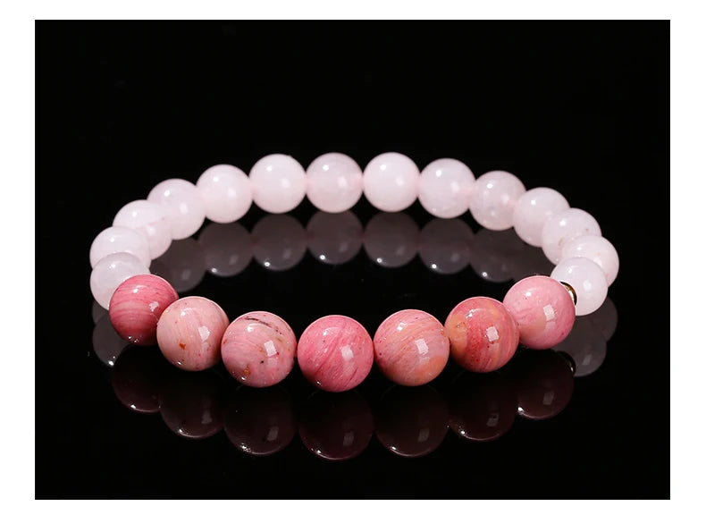 Natural Rhodonite & Pink Quartz Bracelet