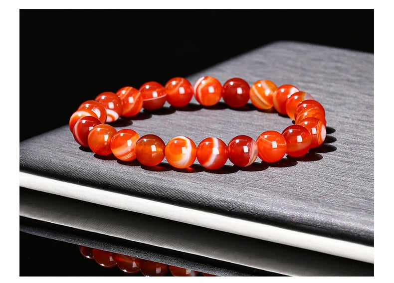 Natural Red Striped Agate Bracelet