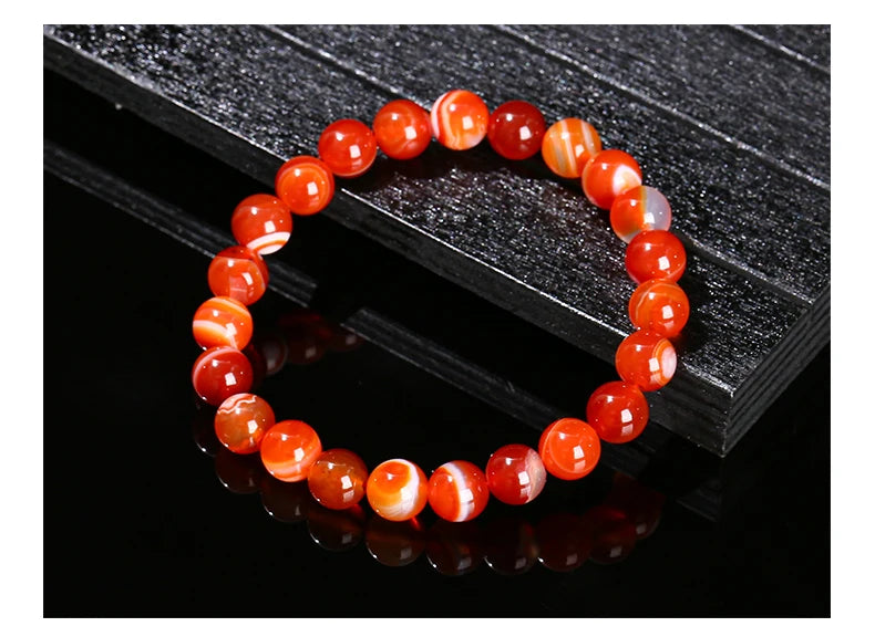 Natural Red Striped Agate Bracelet