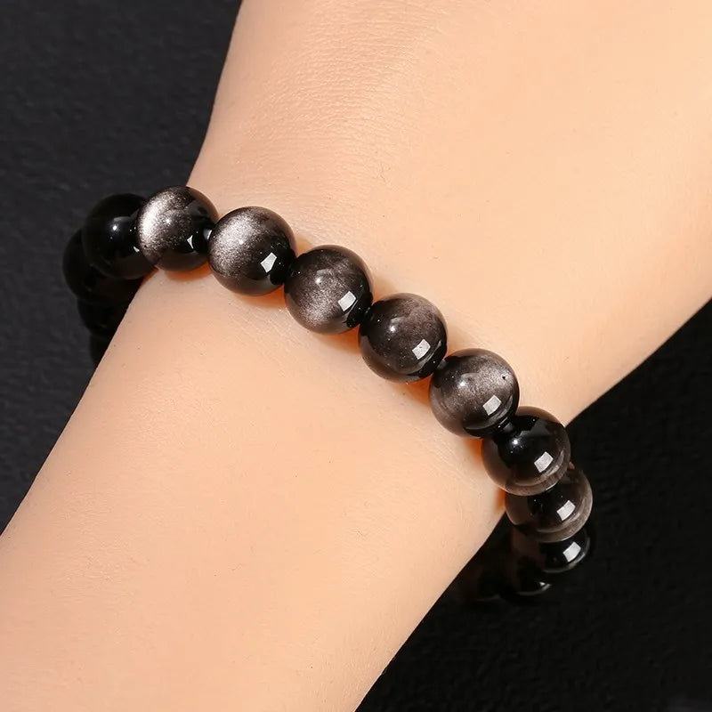 Natural Silver Obsidian Bracelet