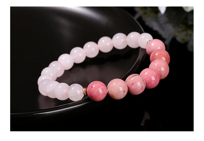 Natural Rhodonite & Pink Quartz Bracelet