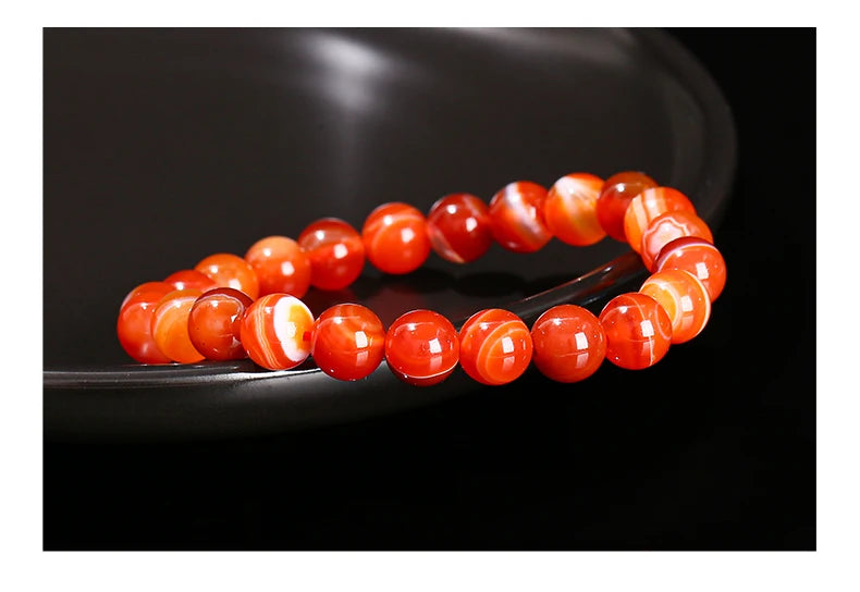 Natural Red Striped Agate Bracelet