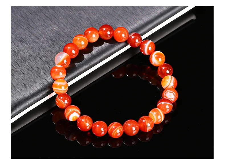 Natural Red Striped Agate Bracelet