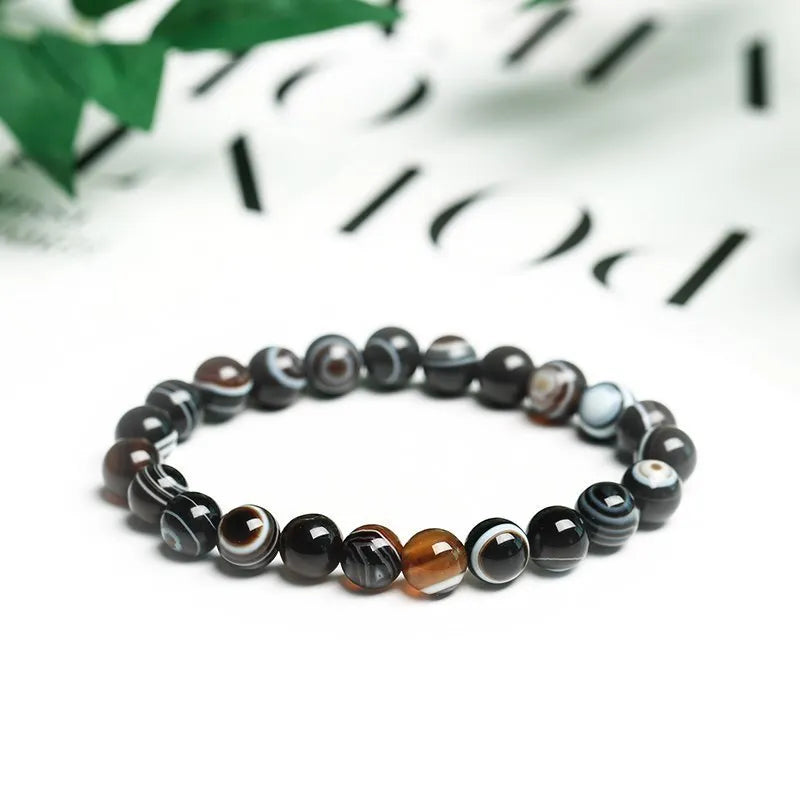 Natural Black Strip Agate Bracelet