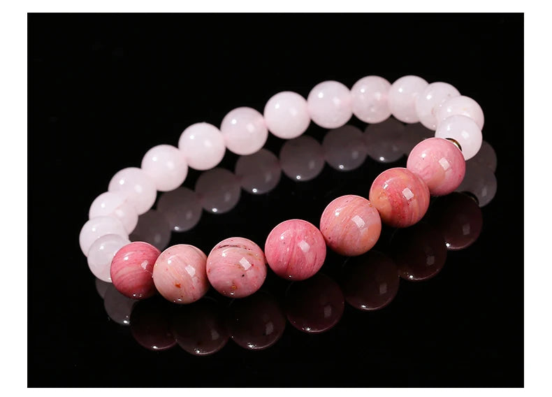 Natural Rhodonite & Pink Quartz Bracelet