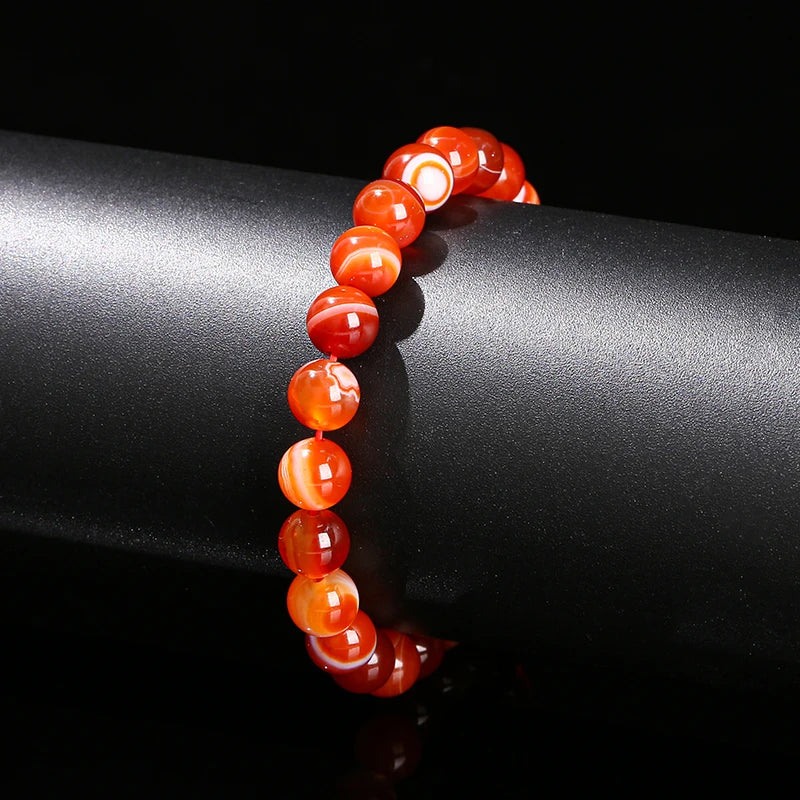 Natural Red Striped Agate Bracelet