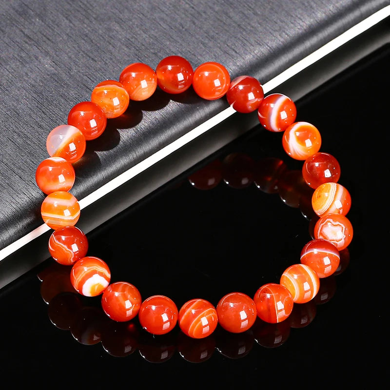 Natural Red Striped Agate Bracelet