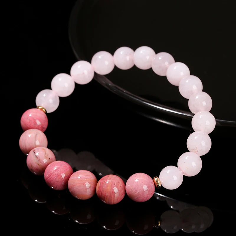 Natural Rhodonite & Pink Quartz Bracelet