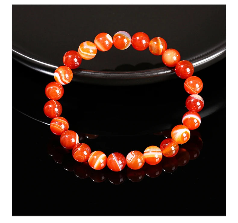 Natural Red Striped Agate Bracelet