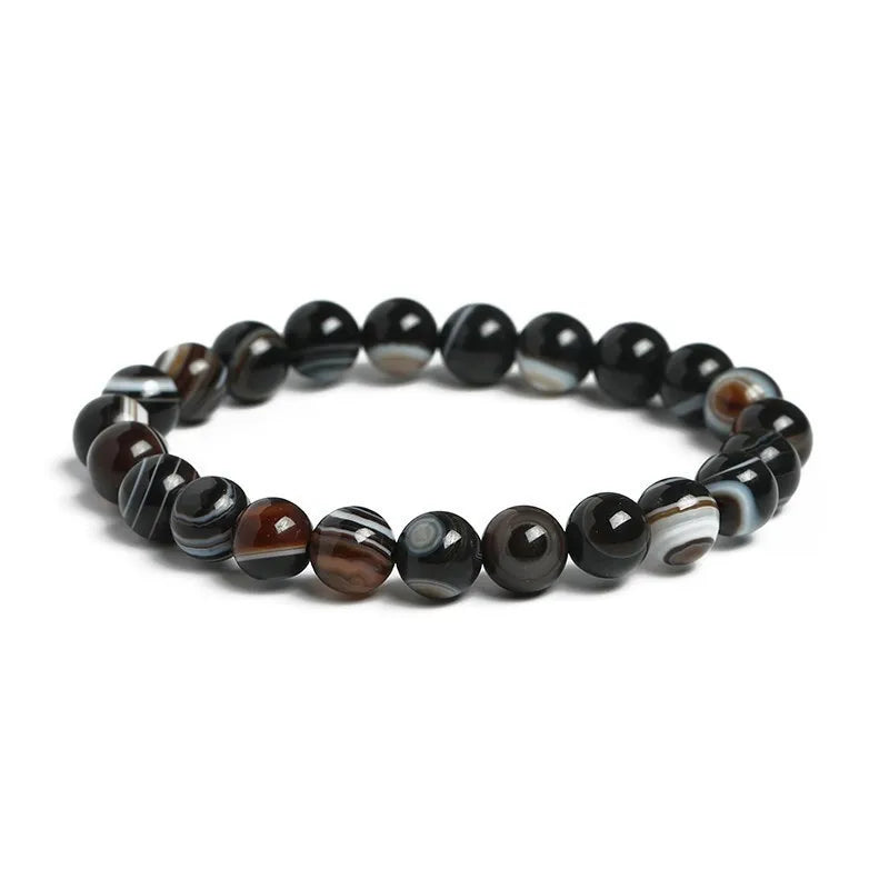 Natural Black Strip Agate Bracelet