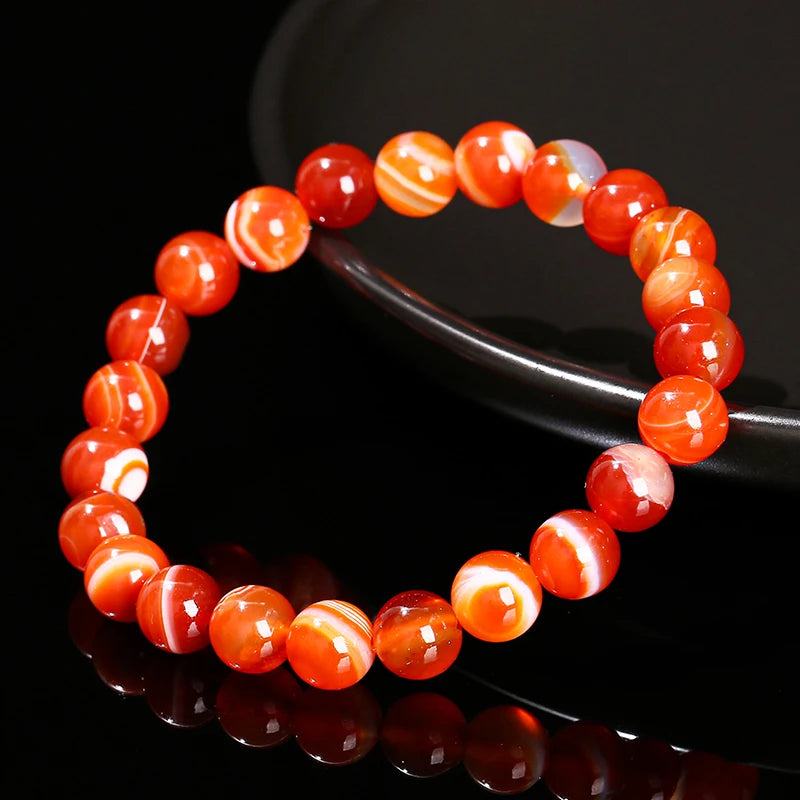 Natural Red Striped Agate Bracelet